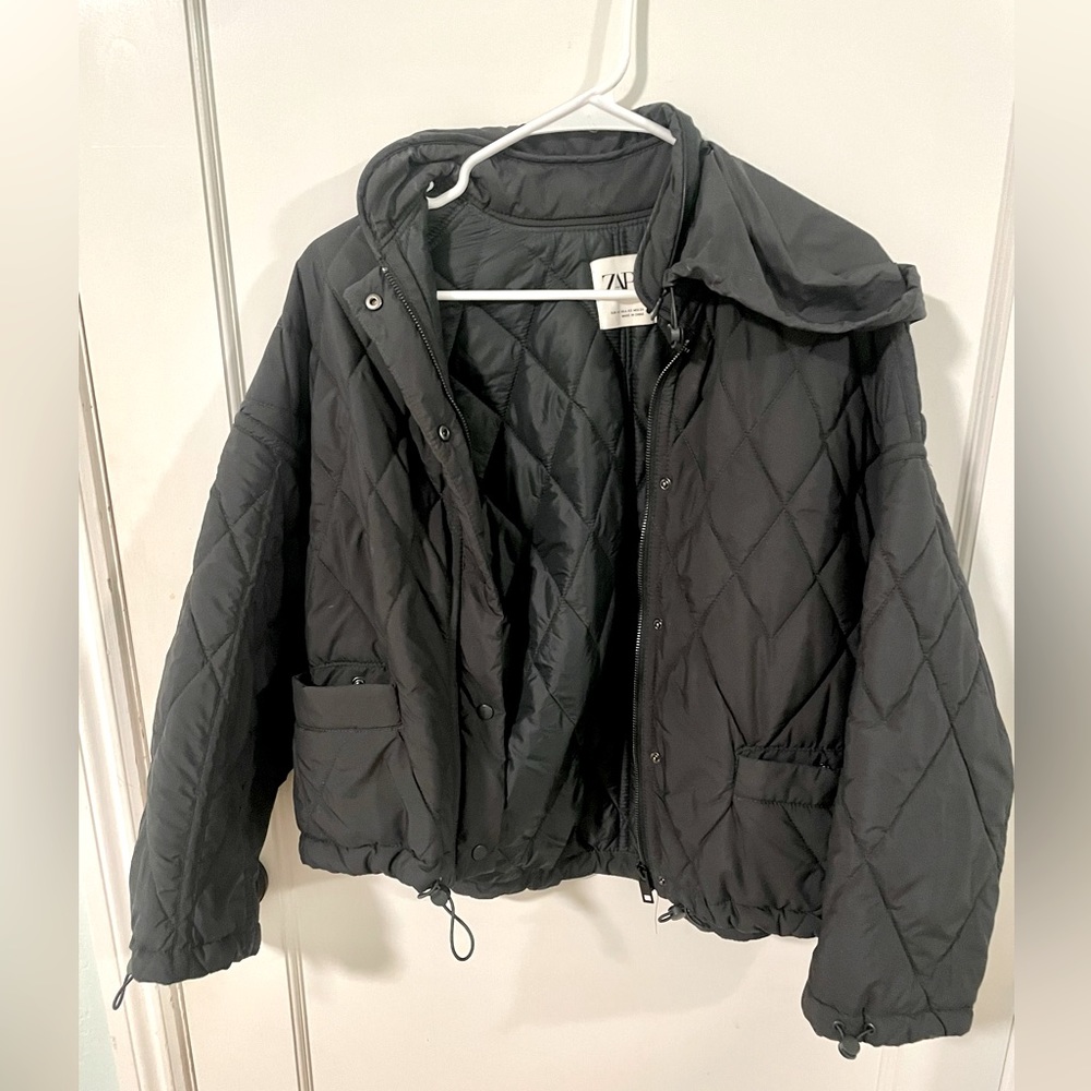Zara dark green puffer jacket